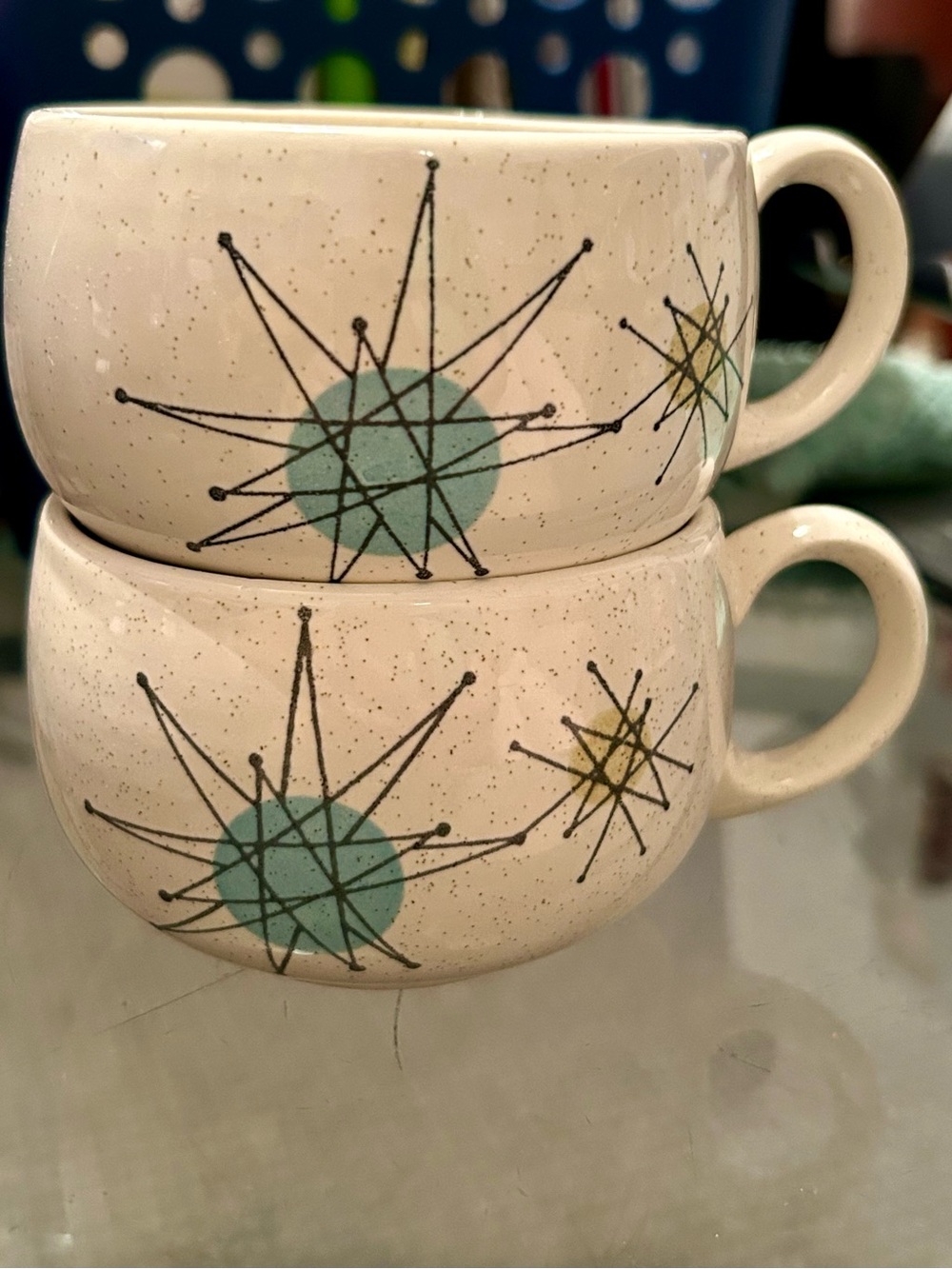 Mid-Century Modern: Atomic Starburst coffee cups by Franciscan